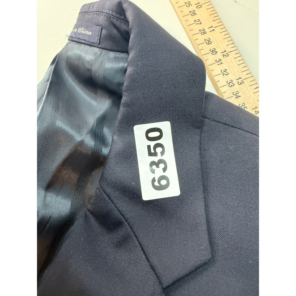 Austin Reed Mens Navy Blue 100% Worsted Wool 2-Button Blazer Gold Buttons 40S - Picture 11 of 11